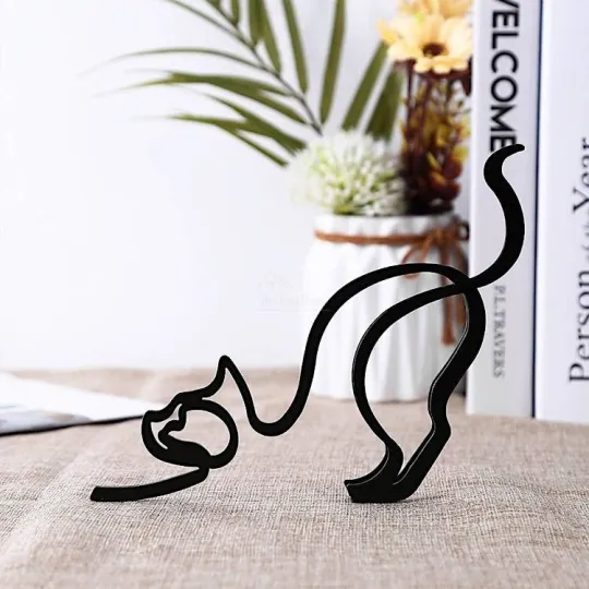 Abstracte Sculptuur Kat in Ijzer