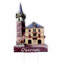 Lesezeichen im Plexiglasplatz des Rathauses Obernai