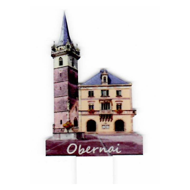 Lesezeichen im Plexiglasplatz des Rathauses Obernai
