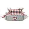 Alsatian Fabric Bread Basket with Heart Embroidery 35cm x 35cm