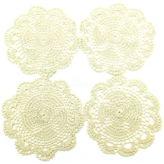 Set of 4 Knitted Coasters 100% Cotton