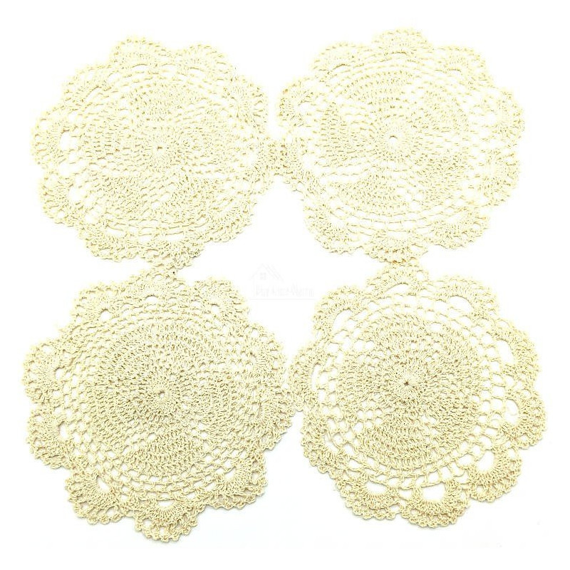 Set of 4 Knitted Coasters 100% Cotton