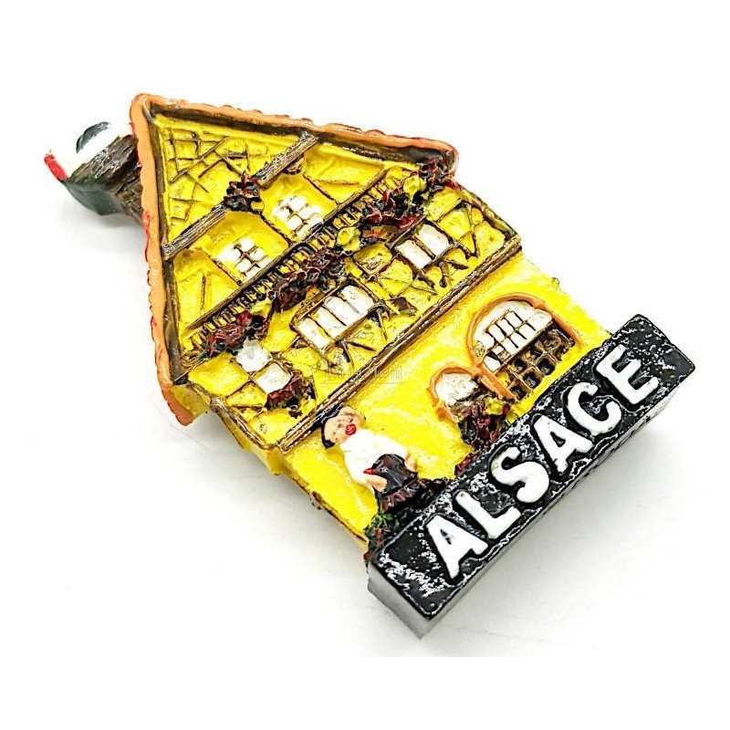 Magnet Décoratif Maison Alsacienne Fleurie Jaune