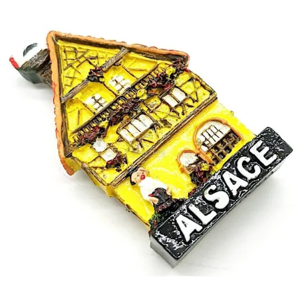 Decorative Magnet Alsatian House Flowered Yellow