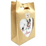Torchon de Cuisine Blanc brodé Alsacienne et Cigogne en Pochette à Offrir