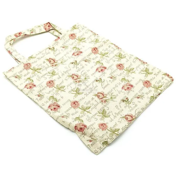 Tote bag decorated with flowering roses