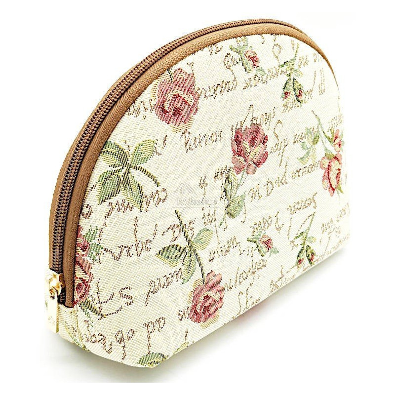 Pochette avec zip motif Roses en Fleurs