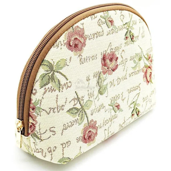 Zippered Clutch Bag with Roses and Flowers motif