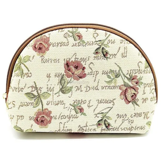 Pochette avec zip motif Roses en Fleurs