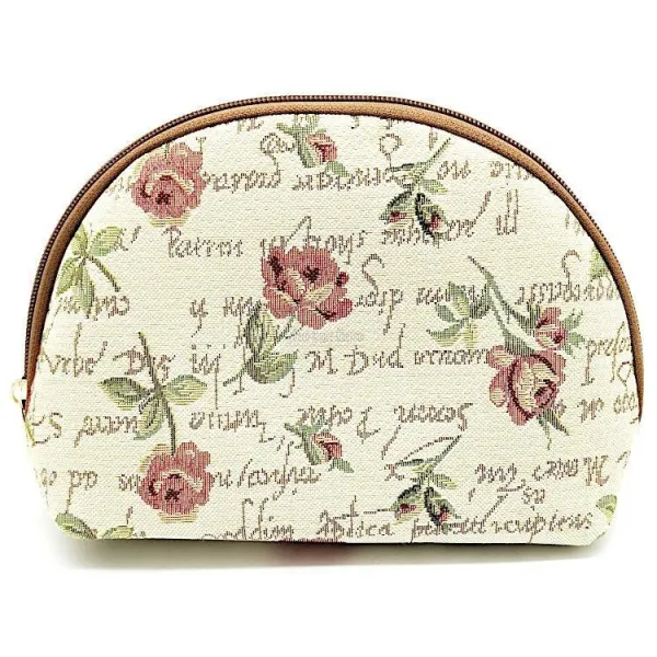 Zippered Clutch Bag with Roses and Flowers motif