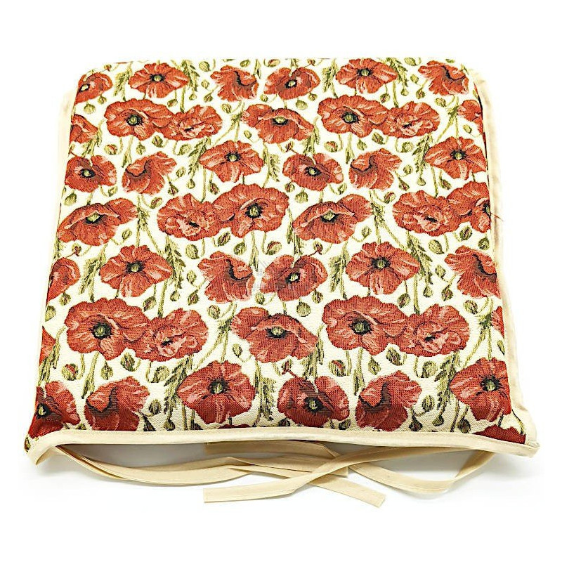 Bequeme Stuhlküchlein mit Mohnblumenmotiv