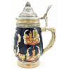 Tiled Beer Mug with pewter lid and Alsatian Cities 50 cl