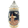 Tiled Beer Mug with pewter lid and Alsatian Cities 50 cl