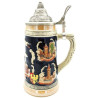 Gerader Bierkrug aus Steingut mit Zinndeckel und Elsässer Städten 50 cl
