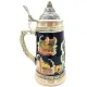 Chope à Bière droite en Faience couvercle en étain et Villes d'Alsace 50 cl
