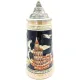 Straight Beer Mug in Earthenware with pewter lid and Alsatian Cities 50 cl