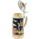 Straight Beer Mug in Earthenware with pewter lid and Alsatian Cities 50 cl