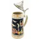 Straight Beer Mug in Earthenware with pewter lid and Alsatian Cities 50 cl