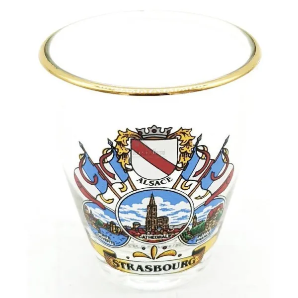 Touristisches Likörglas Strasbourg goldfarben