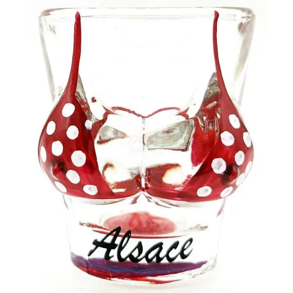 Likörglas Bikini rot aus dem Elsass
