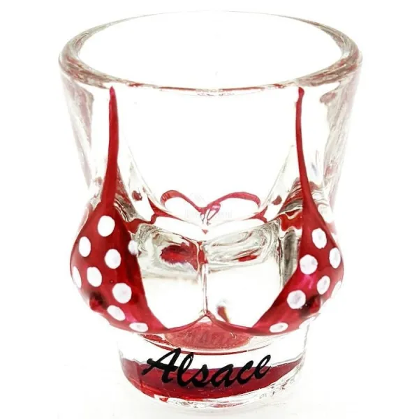 Likörglas Bikini rot aus dem Elsass