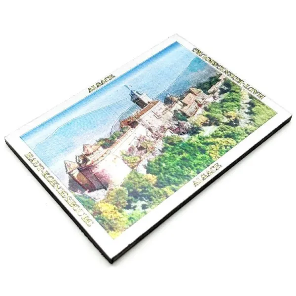 Decorative Magnet Castle Haut-Koenigsbourg silver glittering