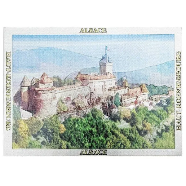 Decorative Magnet Castle Haut-Koenigsbourg silver glittering
