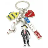 Porte Clé Alsacien avec 5 Breloques Strasbourg Métal et Strass