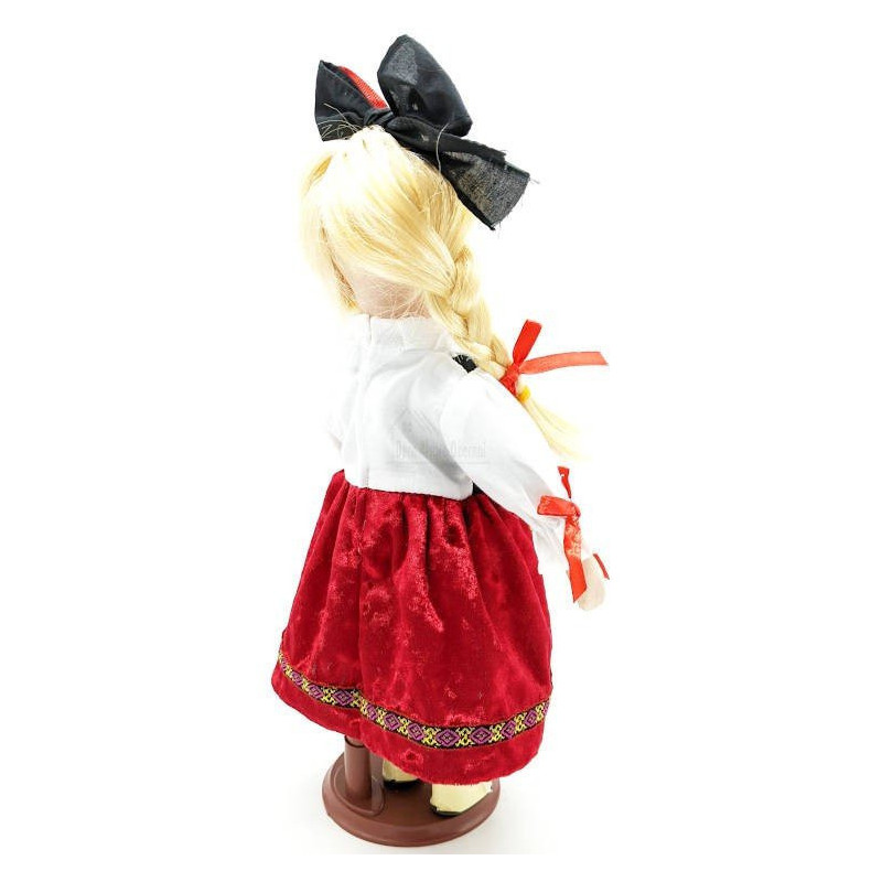 Elsässische Puppe aus Porzellan mit Ständer 30 cm