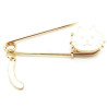 Broche Épingle à Nourrice Fantaisie dorée Chat blanc