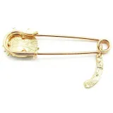 Broche Épingle à Nourrice Fantaisie dorée Chat blanc