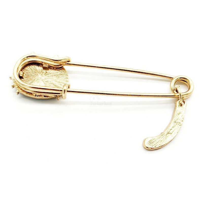 Fancy Gold Cat Pin Brooch Black Cat