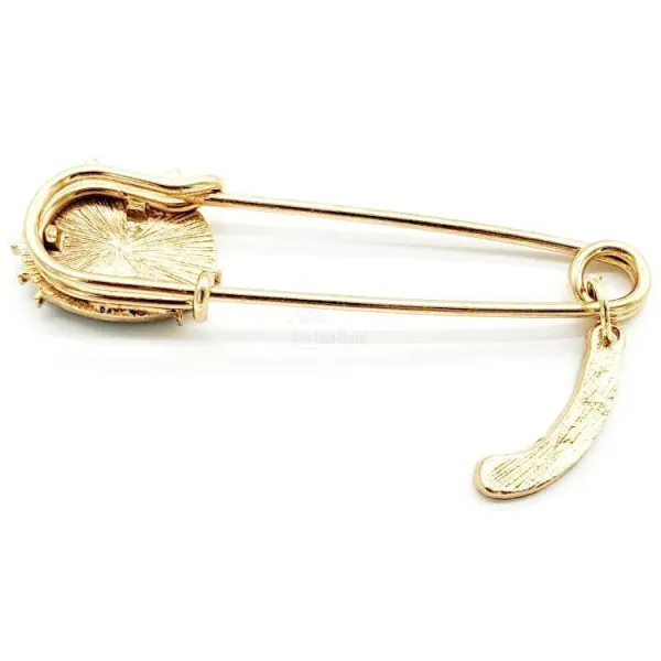 Broche Épingle à Nourrice Fantaisie dorée Chat noir