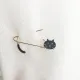 Broche Épingle à Nourrice Fantaisie dorée Chat noir