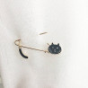 Fancy Gold Cat Pin Brooch Black Cat