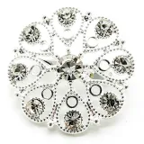 Fancy Silver Floral Brooch with Rhinestones