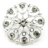Broche Fantaisie argentée motif floral sertie de Strass