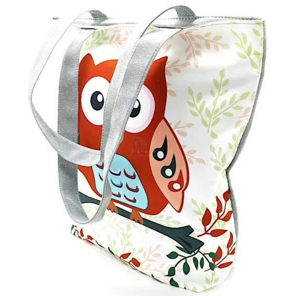 Sac à Bandoulière en Toile motif Hibou Chouette