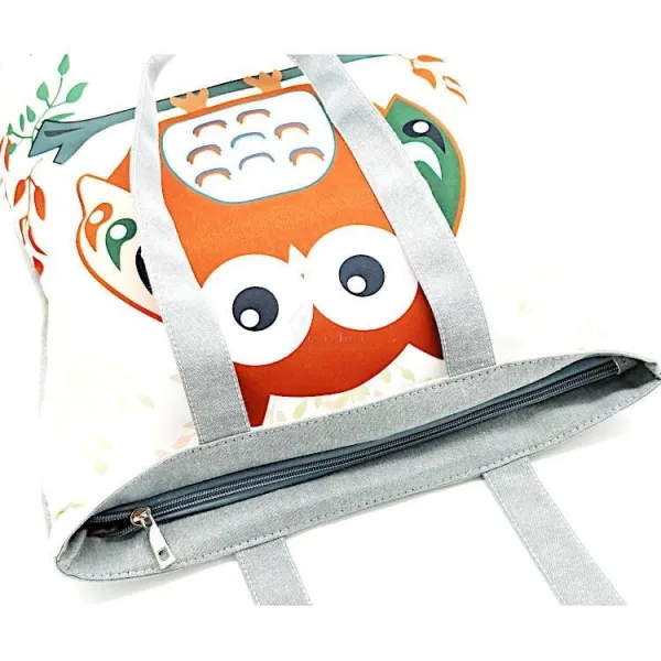 Sac à Bandoulière en Toile motif Hibou Chouette