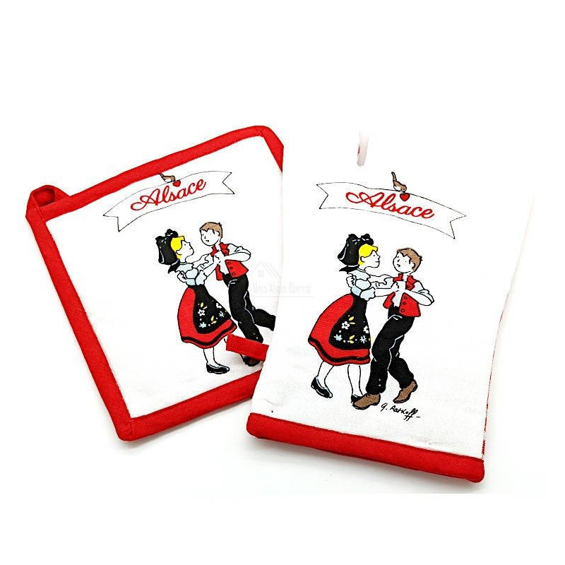 Set of Gloves and Potholder decorated by Georges Ratkoff