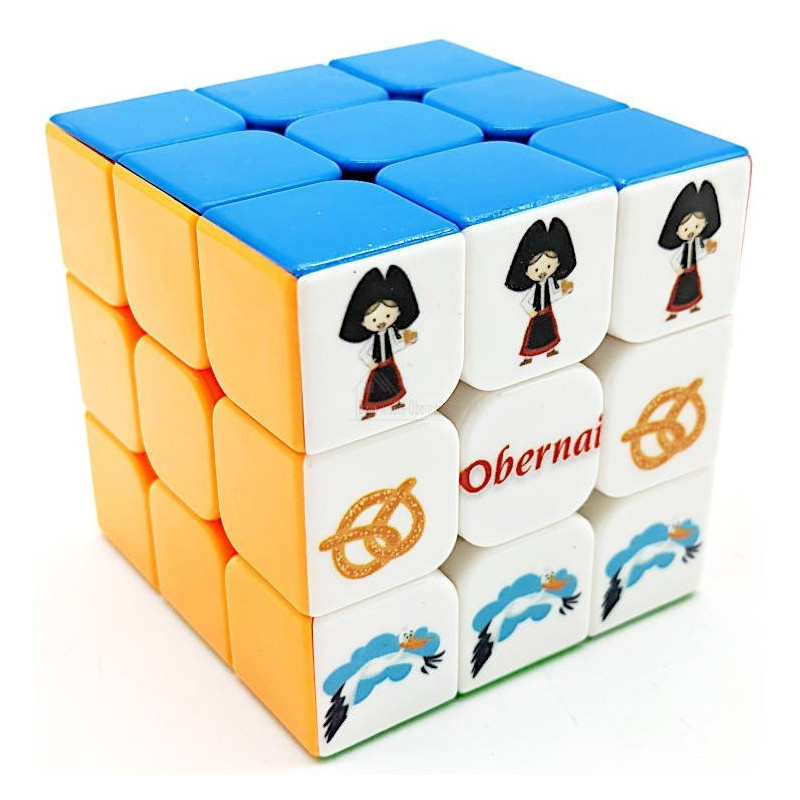 Elsässischer Magic Cube mit Elsässer, Brezel und Storch Dekor
