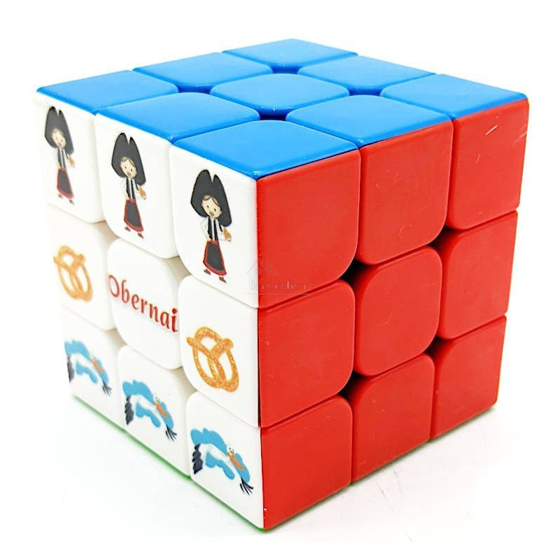 Elsässischer Magic Cube mit Elsässer, Brezel und Storch Dekor