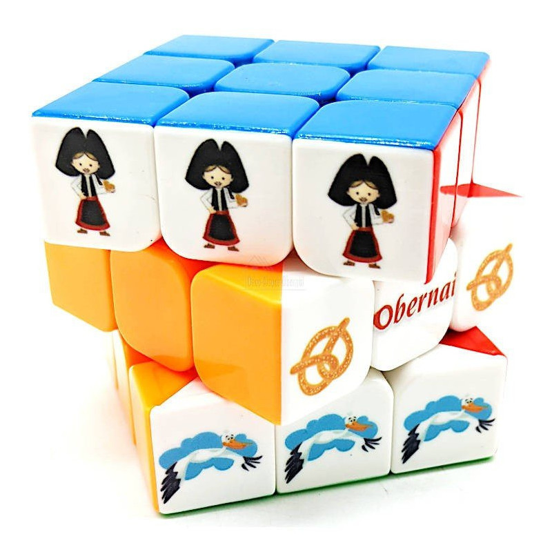 Elsässischer Magic Cube mit Elsässer, Brezel und Storch Dekor