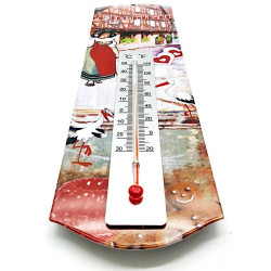 Wandthermometer aus Metall Störche im Dorf Obernai