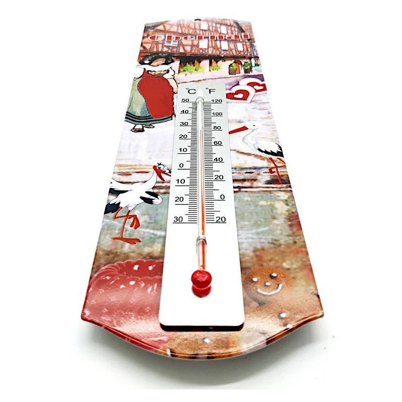 Wandthermometer aus Metall Störche im Dorf Obernai