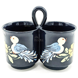 Double Soufflenheim blue mug with geese decoration
