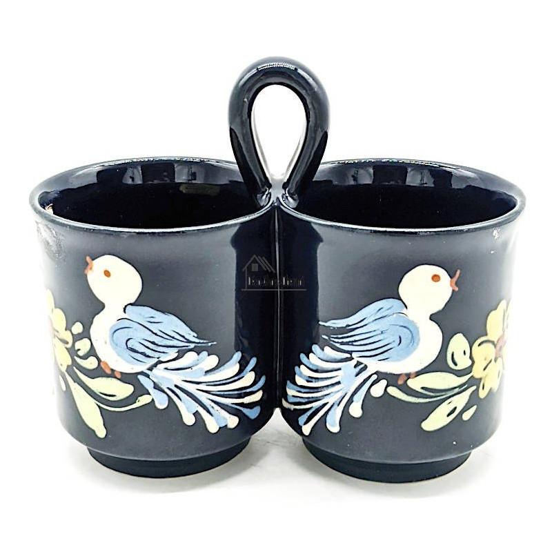 Double Soufflenheim blue mug with geese decoration