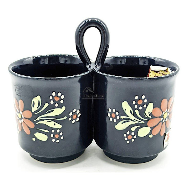 Double Soufflenheim blue mug with geese decoration