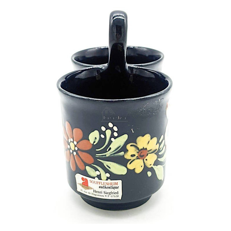 Double Soufflenheim blue mug with geese decoration