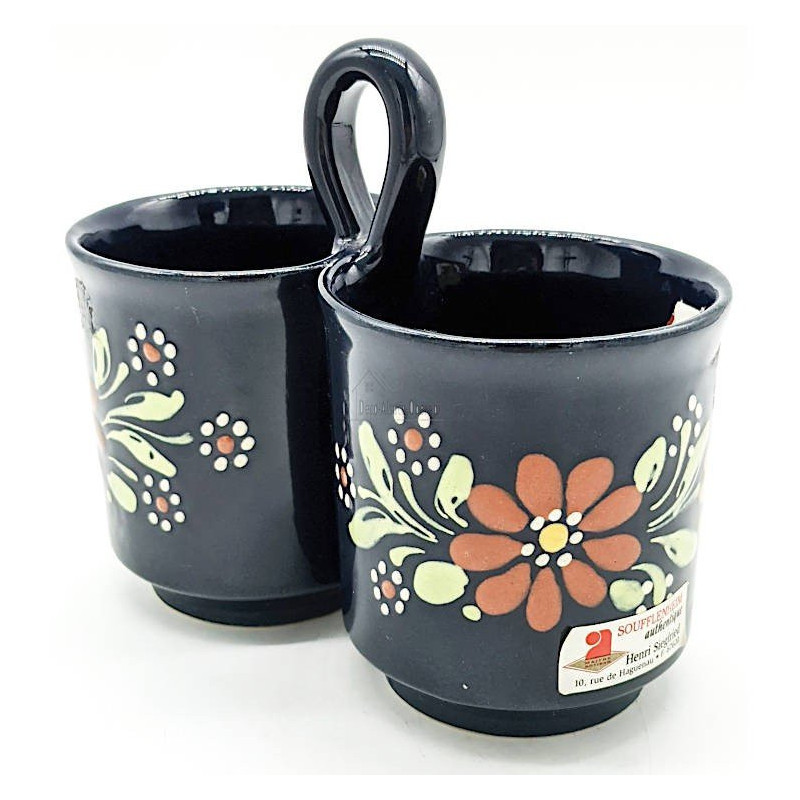 Double Soufflenheim blue mug with geese decoration
